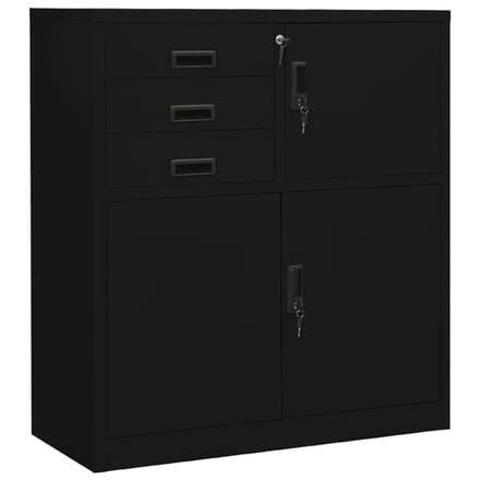 vidaXL - Kantoorkast - 90x40x102 - cm - staal - zwart
