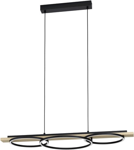 EGLO Boyal hanglamp - LED - 40cm - Hout - Zwart / Bruin