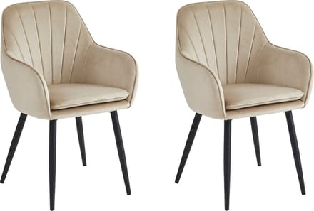 Colenis® - Melissa Eetkamerstoel - Set Van 2 - Beige - Fluweel - Velvet - Industrieel - Met armleuning
