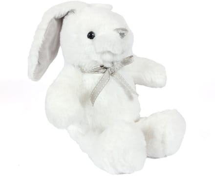 PIA Soft Toys - Pluche Knuffeldier - Konijn - wit grijze strik - 18 cm