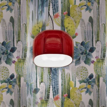 Ferroluce Hanglamp Ayrton, keramiek, lengte 29 cm, rood