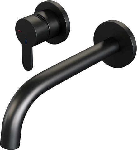Brauer Black Edition inbouw wastafelmengkraan met gebogen uitloop en rozetten model D2 mat zwart