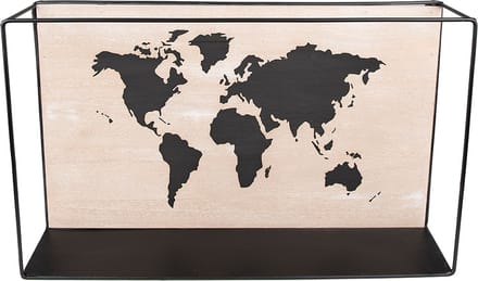 Clayre & Eef Wandrek 46x10x28 cm Zwart Bruin MDF Wereldkaart