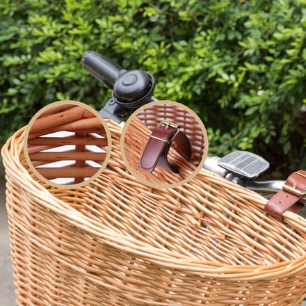 Handgeweven Rieten Fietsmand met Bevestigingsriemen