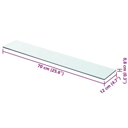 vidaXL - Wandschap - transparant - 70x12 - cm - glas