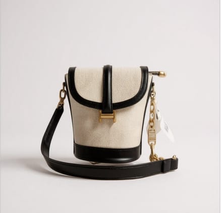 TK-S Kleine Schoudertas-Crossbodytas, geweven stof, zwarte afwerking