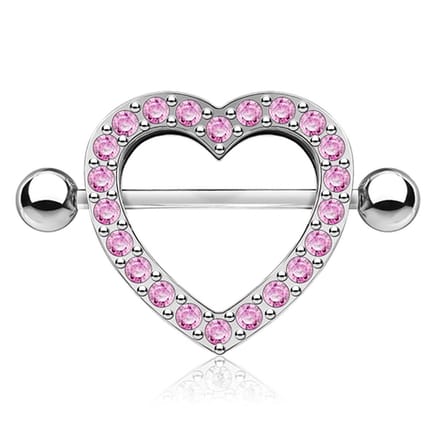 Tepelpiercing hartje 3D 1.6x14 - roze - LMPiercings