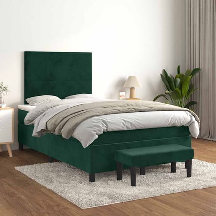 vidaXL - Boxspring - met - matras - fluweel - donkergroen - 120x190 - cm