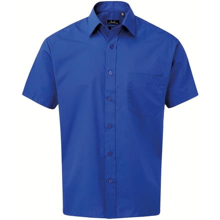 Premier Herenshirt met korte mouwen Popeline (Koningsblauw)