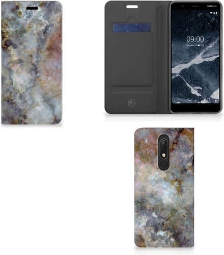 Nokia 5.1 (2018) Standcase Marmer Grijs