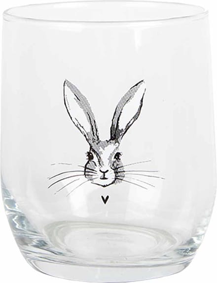Clayre & Eef Waterglas 300 ml Transparant Glas Konijn