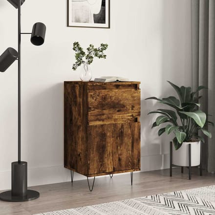 vidaXL - Dressoir - 40x35x70 - cm - bewerkt - hout - gerookt - eikenkleurig