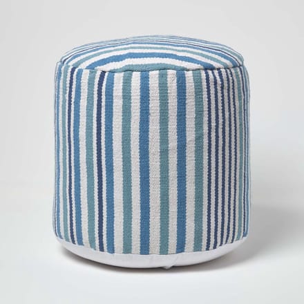 Homescapes design kruk poef rond Selam aqua wit