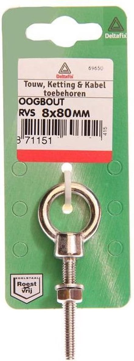 Oogbout 8x80mm RVS - Deltafix