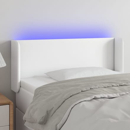 vidaXL - Hoofdbord - LED - 93x16x78/88 - cm - kunstleer - wit
