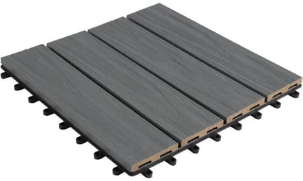 WPC Terrastegels 30x30 cm – Klassiek Grijs – 11-delig (1 m²)