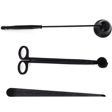 3-delige set kaarsenaccessoires, kaarsenlonttrimmer, snijder, dover, blusser, lontdipper, cadeau black