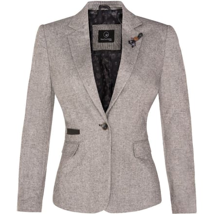Dames Tweed jaren 1920 visgraat lichtgrijze blazer