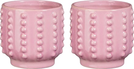 Mica Decorations Pot - 2x - boaz - gebobbeld - roze - 13 x 14 cm