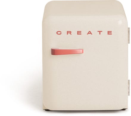 CREATE - Koelkast in retrostijl - Gebroken wit - Handvat Terracotta - FRIDGE RETRO 48L