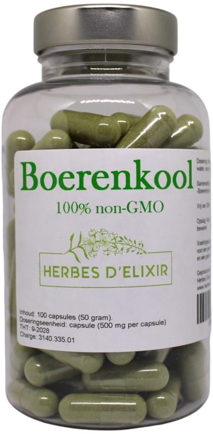 Herbes D'elixir Boerenkool Capsules - 500mg per Capsule - 100 Stuks - 100% Natuurlijk - Vegan