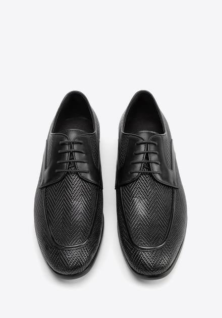Wittchen - Heren Derby Schoenen - Zwart - Echt Leer - Vetersluiting