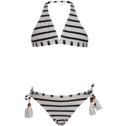 Snapper Rock UV werende Bikini Kinderen Streep - Maat 104-110 - Blauw/Wit