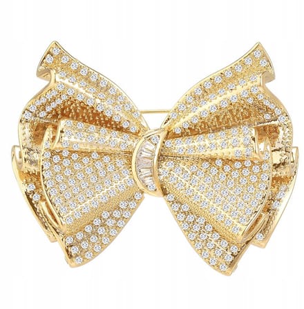 Gouden Kokarde Brosch 14K Verguld met Zirkonia - Elegante Dames Accessoire
