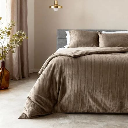 Sleeptime Dekbedovertrek Velvet Lining Taupe - Eenpersoons 140 x 200/220 cm + 1 kussensloop