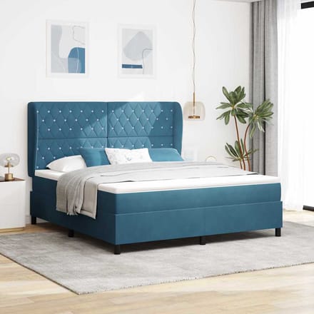 vidaXL - Boxspring - bed - met - hoofdeinde - Donkerblauw - 200 - x - 180 - cm - Fluweel