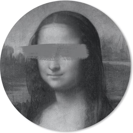 Muismat rond 20x20 cm - Mousepad Mona Lisa - Leonardo da Vinci - Zwart - Wit - Ronde muismatten