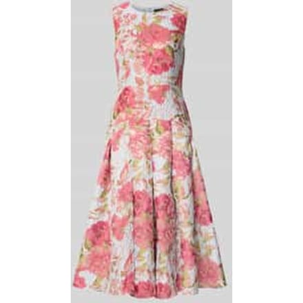 regular fit midi-jurk met florale all-over stitching