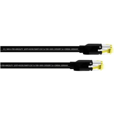 Cordial 15536 RJ45 Netwerkkabel, patchkabel CAT 5e S/UTP 2.00 m Zwart PUR-mantel 1 stuk(s)