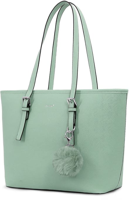 TANTOMI Dames Handtassen - Dames Tas Shopper met rits - Handtas - Schooltas - Lichtmint