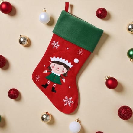Kerstsok met Hanger - Elfje Rood - Feestelijke kerstdecoratie