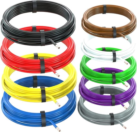 Set van 9 Kabelrollen in Verschillende Kleuren, 0,50 mm² Flexibele Elektrische Draad