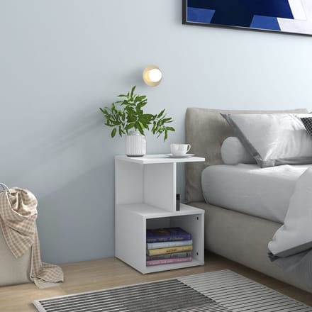 vidaXL - Nachtkastje - 35x35x55 - cm - bewerkt - hout - wit