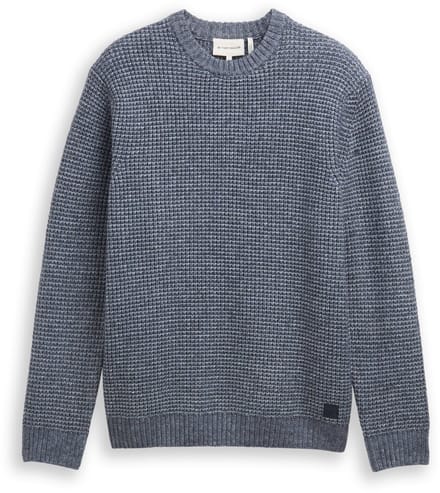 Tom Tailor - Gebreide trui met wol - Maat S - navy melange white core