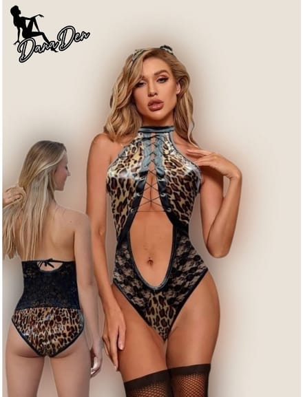 Panterprint Lingerie Set (Bodysuit + Kousen + Haaraccessoire) – Speciale Lingerie