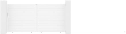 Vente-unique Schuifpoort aluminium L374 x H180 cm wit - NAZARIO