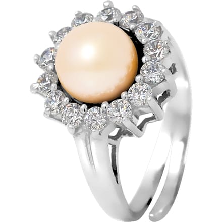 Pink Culture Pearl Ring 9-10 mm Verstelbare zirkoniumoxiden 925