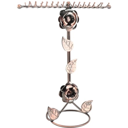 Support d'exposition pour bijoux Fleur de Rose Double Conception de Crochet Brut Porte-présentoir pour Collier Bracelet Bronze gray