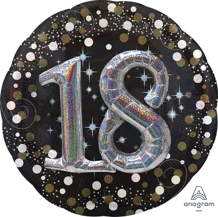 Amscan Ballon 18 Jaar Zwart/goud 81 Cm