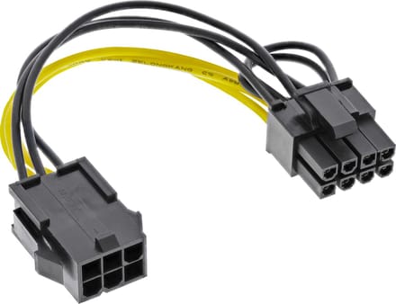 PCIe 6-pins (v) - PCIe 8-pins (m) voedingskabel - 0,10 meter