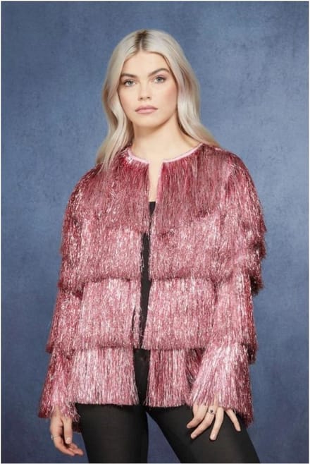 Fever - Tinsel Festival Kostuum Jacket - S/M - Roze