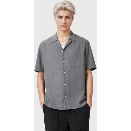 AllSaints Veda Ss Shirt Pillar Grey Maat: L | Casual Overhemden Outlet | Heren | Grijs