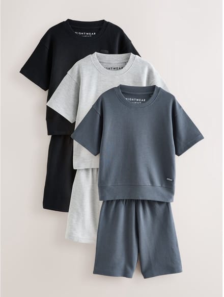Next - Jongens - Set van 3 korte pyjama's - Zwart