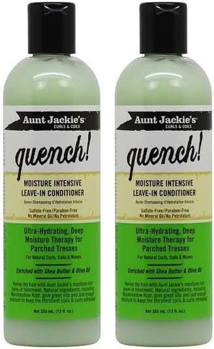 Voordeel set  2x Aunt Jackies Quench moisture intensive leave in conditioner -hydraterende conditioner - 355ml