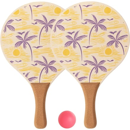 Houten strandtennisracket met palmbal Softee