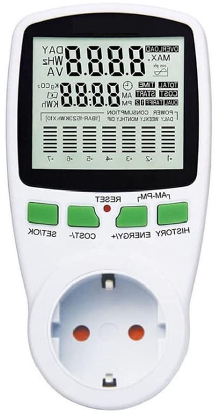 Energiemeter Stopcontact - Wattmeter Stroommeter - Energieverbruik Meten - LCD Scherm - 16 A Max - Wit